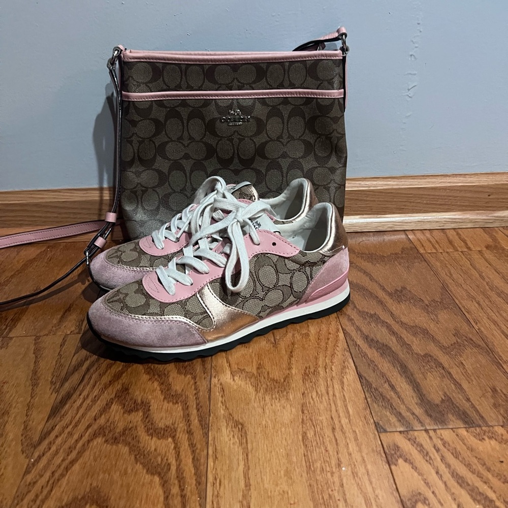 Coach Signature Pink and Brown Sneakers
